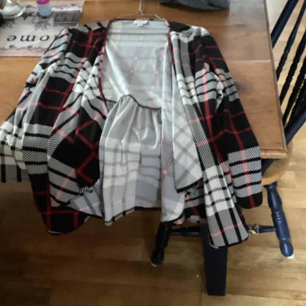 LuLaRoe Black and Red Plaid Blouse